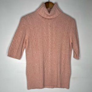 Dana Buchman pink silk and cashmere short sleeve turtleneck sweater